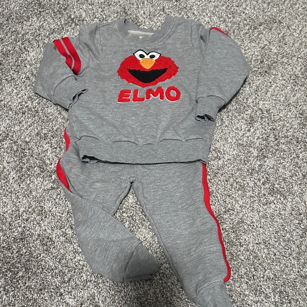 Little Sleepies Gray & Red Elmo Matching Set